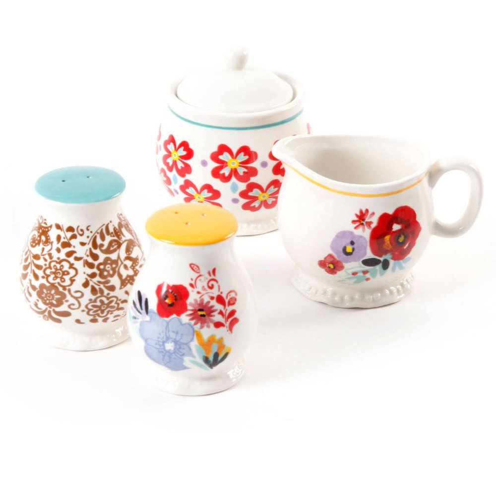The Pioneer Woman Flea Market Sugar & Creamer with Salt & Pepper Shaker Set - Picture 2 of 8